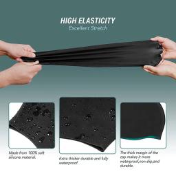 toca de natação masculina Tampão impermeável da piscina do não-deslizamento durável do chapéu da natação do tampão da natação do silicone para tranças e dreadlocks elasticidade altanatação masculino - Image 2