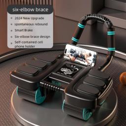 Exercitador de roda abdominal, design de seis cotovelos, roda de treino abdominal, rebote automático, antiderrapante, equipamento fitness para academia em casa - Image 1
