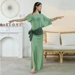 Terno de treinamento de dança do ventre para as mulheres impresso bellydance prática robe roupas shaabi baladi folk vestido feminino roupas orientais - Image 6