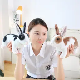 Brinquedo de pelúcia realista coelho Kawaii para crianças, animal realista, boneca de pelúcia, brinde de aniversário, decoração do quarto, 3 cores - Image 5
