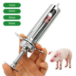 Seringa veterinária de aço inoxidável, Seringa de metal para gado porco ovelhas, Injector Vet Tools for Livestock Medicine Feeder - Image 1