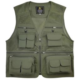 Colete de pesca respirável colete de malha de viagem de pesca com bolsos com zíper colete de trabalho de verão para atividades ao ar livre - Image 3