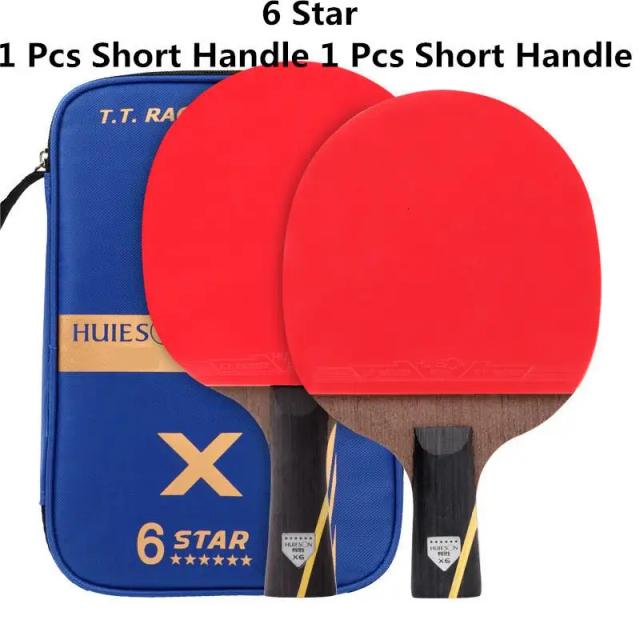Conjunto Huieson 6 Estrelas de Tênis de Mesa: 2 Peças de Raquete de Carbono para Treinamento Profissional Adulto em Clube