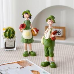 Resina Miniaturas de Casal Boneca Estatueta, simples Estátua, Decoração Home, Sala, Gabinete e Decoração de Mesa, Acessórios Adoráveis, 2PCs - Image 2