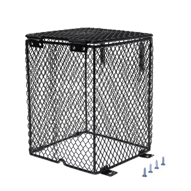 Protetor de Lâmpada de Calor para Répteis com 4 Parafusos - Capa Antiquemadura para Aquecimento de Anfíbios