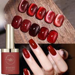 Esmalte Gel para unhas Art Design, esmalte magnético, cola brilhante, verniz UV, vinho vermelho, rubi, olho de gato, cola - Image 1