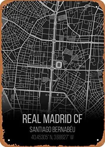 Vintage olhar metal sinal esporte equipes estádio mapas real madrid estanho placa decoração da parede - Image 1