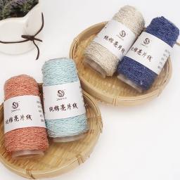 Fios de algodão puro com lantejoulas, fios tecidos à mão para crochê e bordados para tricô diy - Image 2