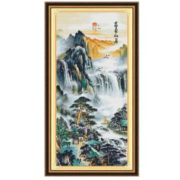 Pintura Paisagística Vertical Artesanal, Kit Ponto Cruz, Conjunto DIY, Bordado à Mão, Sala, Foyer, Decoração de Moda - Image 3