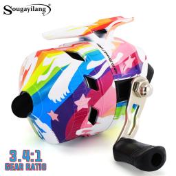 Sougayilang Spincast Carretel de pesca 3.4:1 Relação de engrenagem Construída em linha de alta potência pode substituir Catapulta Caça Tiro Carretel fechado ﻿ - Image 1