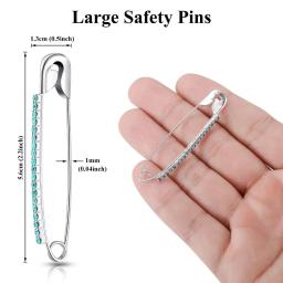Brilhante strass broche pinos, alfinetes de segurança, camisola, clipes xale, tom prata, cintura broches, acessório de costura roupas, novo - Image 6