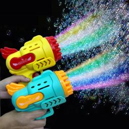 Pistola de bolhas automática elétrica para crianças Foguete de sabão Máquina de bolhas Brinquedo de casamento ao ar livre Luz LED Presentes de aniversário para crianças - Image 1