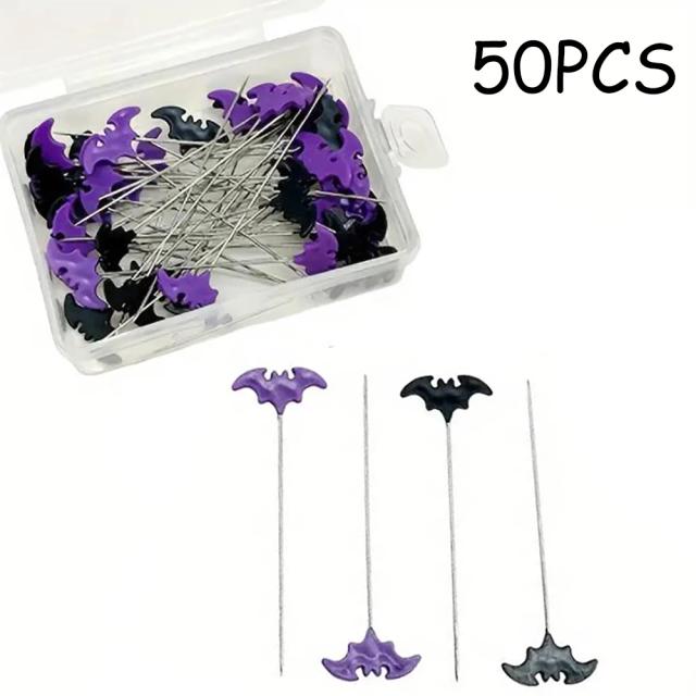 Conjunto de Pins de Patchwork para Costura - 50 ou 100 Peças, Ideais para Bordados e Projetos de Halloween