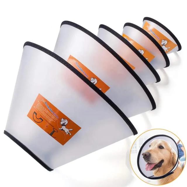Colar Elizabetano Ajustável para Recuperação de Pets - Proteção Anti-Mordida para Cães e Gatos