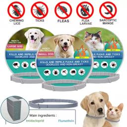 Coleira antiparasitária para animais de estimação, coleiras retráteis para cães e gatos, carrapatos antipulgas, acessórios para cachorros grandes, 38 cm, 70cm, novo - Image 1