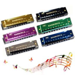 Harmônica metálica iniciante para iniciantes, instrumentos musicais, preto, azul, verde, blues, prata, 60g, 10.4x2.8cm, 1 pc - Image 6