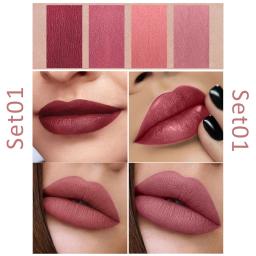 Conjunto de batons com espelho líquido para mulheres, duradouro, impermeável, antiaderente, brilho labial fosco, cosméticos, maquiagem, 4 peças - Image 2