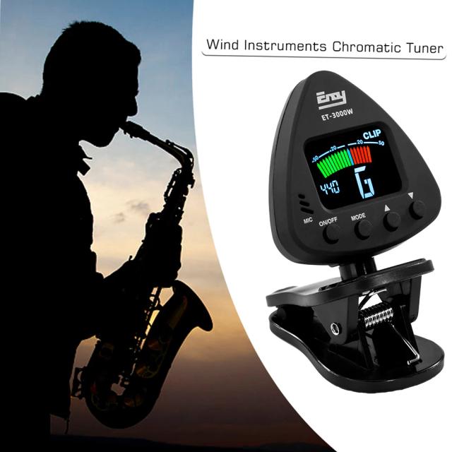 Sintonizador Multifuncional para Instrumentos de Sopro: Saxofone, Clarinete, Trompete e Flauta com Suporte para Microfone e Modo Clip-On - ET 3000W