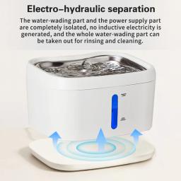 Fonte de água inteligente para animais de estimação, bateria carregável, aço inoxidável, bomba silenciosa sem fio, sensor de radar, dispensador de água para cães e gatos - Image 5
