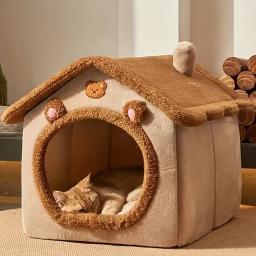 Casa de estimação dobrável para cães extra pequenos, casa lavável do gato, caverna do filhote, sofá-cama, cama removível - Image 1