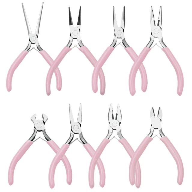 Alicates de Jóias Antideslizantes com Punho Rosa - Kit Completo para DIY e Bordados