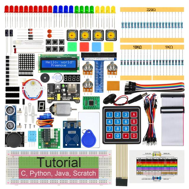 Freenove RFID Starter Kit para Raspberry Pi: 400 Páginas de Tutoriais em Python, C, Java e Scratch com 204 Itens e 97 Projetos
