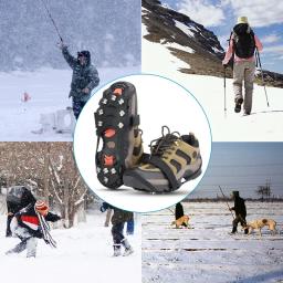 Caminhadas ao ar livre e escalada neve e gelo gripper, 11 dentes crampons, capas antiderrapantes para sapatos de inverno, picos, acessórios de calçados - Image 6