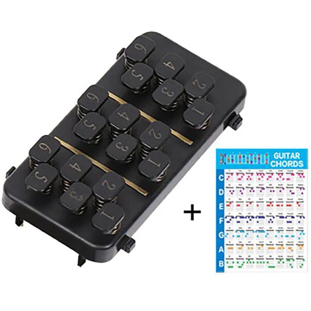 Treinador de Acordes para Guitarra e Ukulele com 18 Botões – Kit Prático para Aprendizado Facilitado com 110 Acordes para Iniciantes