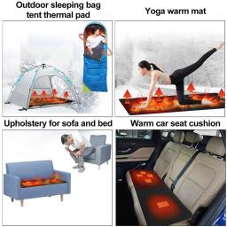 Outdoor USB Aquecimento Sleeping Mat, Temperatura ajustável, Almofada aquecida elétrica para barraca de acampamento, 5 zonas de aquecimento, 198*60mm - Image 5