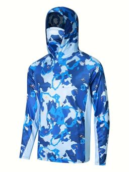 Camisa de pesca com capuz roupas de pesca ao ar livre verão máscara com capuz sol proteção uv desempenho camisa - Image 4