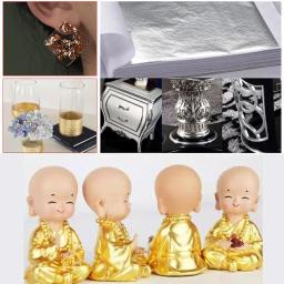 100 pçs arte artesanato design folhas de papel prático puro brilhante ouro prata rosa folha de ouro para dourado diy artesanato festa decoração - Image 5