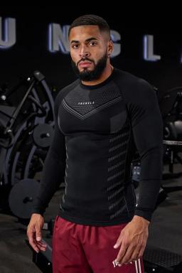 Camiseta esportiva elástica de mangas compridas respirável masculina, roupa de treino justa, blusa casual, nova, primavera e outono - Image 1