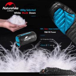 Naturehike-envelope térmico ao ar livre saco de dormir, impermeável Camping saco de dormir, pato saco, CW400, 750FP, inverno - Image 2