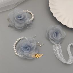 Meninas da dama de honra pulso flores pérola fita rosa pulseira para casamento baile de formatura festa noiva para ser dama de honra presente acessórios de casamento - Image 4