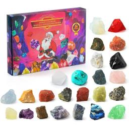 Kit Calendário do Advento do Natal com Pedras Preciosas, Amostras Colecionáveis, Decoração para Casa, Pedra DIY, Minério Mineral Espécime, Presente, 24Pcs - Image 1