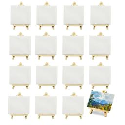 Mini telas esticadas com cavalete para crianças, pequenas telas de pintura, artesanato, 4x4 Polegada, pacote 16 - Image 1