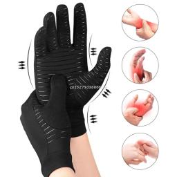 Cobre Artrite Compressão Luvas para Mulheres Homens, Aliviar O Inchaço e Dor Na Mão Do Carpo Luvas de Dedos Completos para Tablets - Image 3