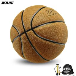 WADE Basquete de couro genuíno para adultos, bola amarela, ferramentas gratuitas, tamanho ao ar livre 7 # - Image 5