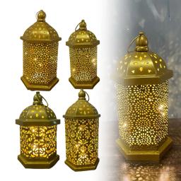Lanternas de metal oco noite luz atmosfera adereços cavalo oco lanternas led ornamentos decorativos marroquino - Image 6