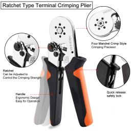 Tubular Virola Crimping Toolbox com Conectores de Fio, Catraca Auto-Ajustável, Crimper para Conectores de Fio Elétrico Conjunto - Image 2