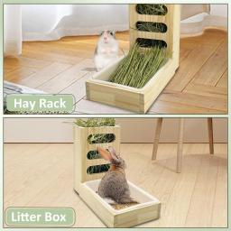 Alimentador de Feno de Coelho com Litter Box, Rack, Suporte para Pequenos Animais, Hamster, Coelho, Chinchilla, Guiné, Porco - Image 2
