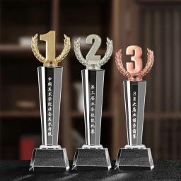 Prêmio De Troféu De Cristal Personalizado, Esportes Trofeo Recompensa, Decoração De Casa, Ouro, Prata, Cobre 123, Medalhas De Aniversário, Comemoração, 1Pc - Image 1