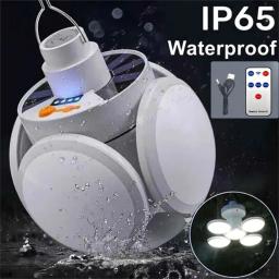 Lanterna solar recarregável LED, dobrável, emergência furacão, acampamento lâmpada com gancho, tenda ao ar livre, pátio do celeiro - Image 1