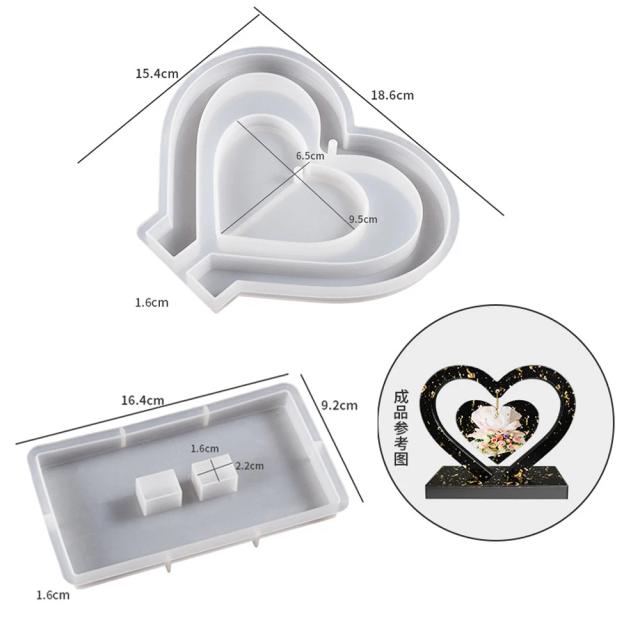 Moldes de Silicone para Molduras de Fotos em Resina: Formas de Coração para DIY em Epóxi UV e Decoração de Mesa em Casa
