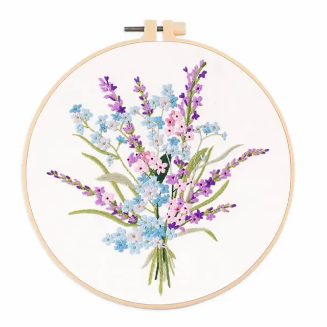 Kit Completo de Bordado Floral para Iniciantes e Adultos com Ponto Cruz, Padrões e Instruções em Aros