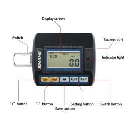 Shahe Torque Ajustável Medidor Digital, Reparação de Carro Bicicleta, Torque Adaptador Digital, Medidor Eletrônico, Ferramentas Manuais, 1/2" - Image 3