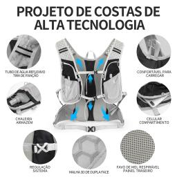 Inoxto 12l hidratação mochila ciclismo corrida hidratação colete adequado para homens e mulheres trail running montanhismo 2l - Image 3