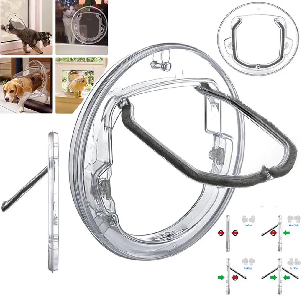 Porta de vidro deslizante para cães e gatos, Porta com aba de gato, 4 posições de bloqueio, grande - Image 1