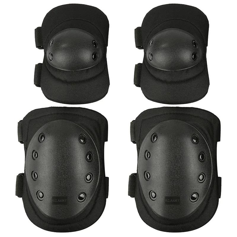 Profissional ajustável joelho & cotovelo almofada 4 pçs esportes militar joelho cotovelo protetor adulto tático caça combate conjunto de proteção - Image 1