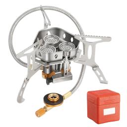 Fogão a gás portátil e dobrável ao ar livre, fogão à prova de vento, queimador de três cabeças, piquenique ultraleve, churrasco, camping suprimentos - Image 1